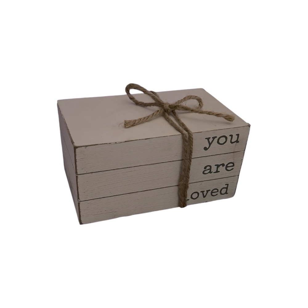 You Are Loved - Decorative Book Stack in white